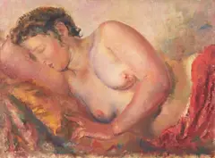 Elly, Nude on a Couch by Clara Klinghoffer, 1936, oil on canvas, sold Apr 2021