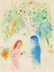 Frontispiece- 'Daphnis and Chloe' by Marc Chagall, 1961, lithograph on Arches paper, sold Apr 2021