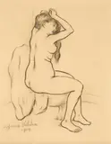 Seated Nude by Suzanne Valadon, 1903, charcoal on paper, sold Apr 2021