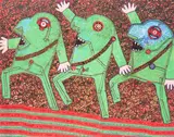 Parata by Enrico Baj, 1972, serigraph with applied glitter, sold May 2021
