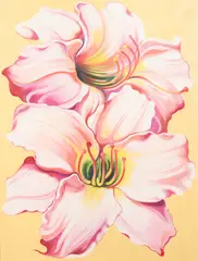 Two Day Lillies by Lowell Nesbitt, 1988, oil on canvas, sold May 2021