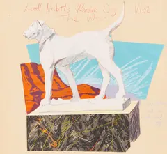 Lowell Nesbitt's Wonder Dog Visits The West by Mark Beard, 1984, mixed media, graphite, colored pencil, chalk on paper, sold May 2021