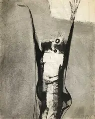 Né du Singe by Benoît Gilsoul, charcoal on paper, sold May 2021