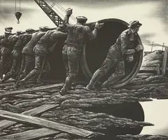 Hard Work by Edward Arthur Wilson, 1942, lithograph, sold May 2021