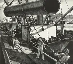 Untitled (Pipeline Transport) by Edward Arthur Wilson, 1941, lithograph, sold May 2021