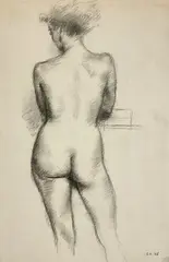 Untitled (Nude) by Clara Klinghoffer, 1948, charcoal on paper, sold May 2021