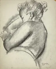 Untitled (Woman Sleeping) by Clara Klinghoffer, 1951, charcoal on card stock, sold May 2021