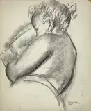 Untitled (Woman Sleeping) by Clara Klinghoffer, 1951, charcoal on card stock, sold May 2021