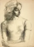 Portrait of a Young Girl by Clara Klinghoffer, 1940, charcoal on paper, sold May 2021