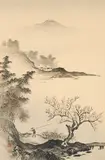 Fisherman by Imoto Tekiho, 1920-1930, woodcut print in monochrome, sold May 2021