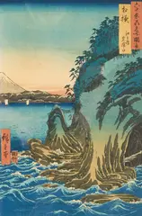 Entrance to the Cave on Enoshima by Utagawa Hiroshige, 1853, woodcut in colors, sold May 2021