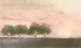 Champs de Lavande by Kaiko Moti, 1979, etching with aquatint, sold May 2021