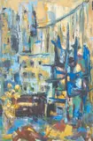 Blue Cityscape by Gene Hutner, c.1960, oil on canvas, sold May 2021