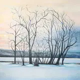 Tree in The Snow by Lowell Nesbitt, 1982, oil on canvas, sold May 2021