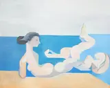 Bathers at the Sea by Leonard Alberts, oil on canvas, sold May 2021