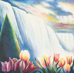 Niagara Spring by Lowell Nesbitt, 1986, oil on canvas, sold May 2021