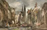 Cathedral Exterior by Jan de Vogel, 1949, oil on canvas (unstretched), sold May 2021