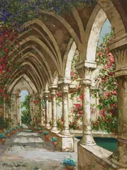 Cloister Arches by Pierre Latour, oil on canvas (unstretched), sold May 2021