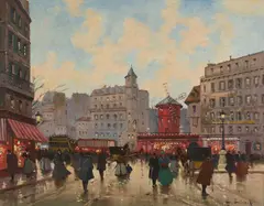 Moulin Rouge by Henri Schaeffer, oil on canvas (unstretched), sold May 2021