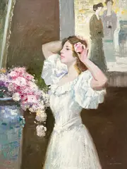 Spanish Flair by Lawrence, oil on canvas (unstretched), sold May 2021