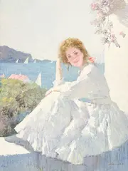 Moment in the Sun by Lawrence, oil on canvas (unstretched), sold May 2021