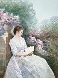 Study of John Singer Sargent's 'In the Garden, Corfu' by Lawrence, oil on canvas (unstretched), sold May 2021