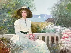 A Special Bouquet by Lawrence, oil on canvas (unstretched), sold May 2021