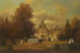 By the Estate and Lake by Herbert Isenberg, oil on canvas (unstretched), sold May 2021