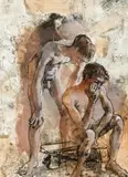 Two Boys by Donald Friend, 1965, ink, watercolour and gouache on paper, sold Apr 2013