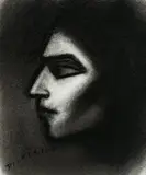 Figure In Profile by Robert Dickerson, 1970s, charcoal on paper, sold Apr 2013