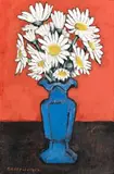 Flowers In A Blue Vase by Geoff Jones, oil on composition board, sold Apr 2013