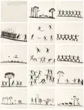 Sketchbook by Tommy McRae, 1881, sketchbook with 14 images, pen and black ink on paper, the first two with traces of blue ink, sold Mar 2013