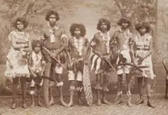 Kidnapped Queensland Aborigines by Emilie Zambra, 1884, albumen paper photograph (cabinet card), sold Nov 2012