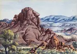 Towards Simpsons Gap, Central Australia by Albert Namatjira, watercolour on paper, offered Nov 2012