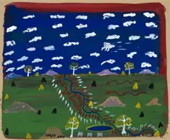 Limmen Bight River Country by Ginger Riley Munduwalawala, 1994, synthetic polymer paint on cardboard, sold Nov 2012