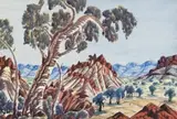 Central Australian Landscape by Otto Pareroultja, watercolour on paper, sold Nov 2012