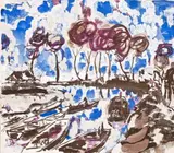 Hangchow Canal by Ian Fairweather, 1945-47, watercolour, gouache and crayon on paper, sold Nov 2012