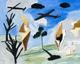Hilltop by Ken Whisson, 1975, oil on composition board, offered Nov 2012