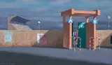 Second Study For Stadium Entrance by Jeffrey Smart, 1999, oil on canvas, sold Nov 2012