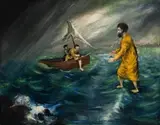 Christ Walking On The Water by Arthur Boyd, c.1947-48, oil on composition board, sold Nov 2012