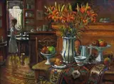 Spanish Jug And Kelim by Margaret Olley, 2001, oil on composition board, offered Nov 2012