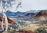 Simpsons Gap Range by Albert Namatjira, c.1955, watercolour on paper, sold Nov 2012