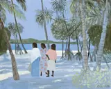 Women On The Beach by Ray Crooke, oil on canvas-board, sold Nov 2012