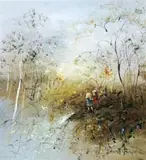 Children By A River by David Boyd, c.1980, oil on canvas, sold Nov 2012
