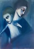 Mother And Child by Robert Dickerson, pastel on paper, sold Nov 2012