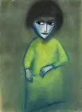Girl In Yellow by Robert Dickerson, pastel on paper, offered Nov 2012