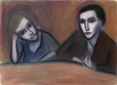 Young Couple by Robert Dickerson, 1999, pastel on paper, sold Nov 2012