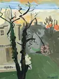 Study For Russian Embassy, London by Rick Amor, 1985, gouache on paper, sold Nov 2012
