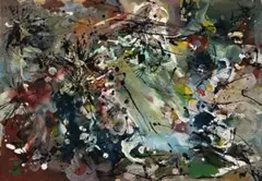 (Abstract) by Robert Klippel, 1953, oil, lacquer and ink on paper, sold Nov 2012