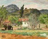 Sketch In Southern France by Rupert Bunny, oil on card, sold Nov 2012